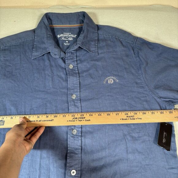 Jimmy Buffet Mens Margaritaville Hawaiian Shirt Mens M Blue Woven Hawai New - Picture 8 of 9